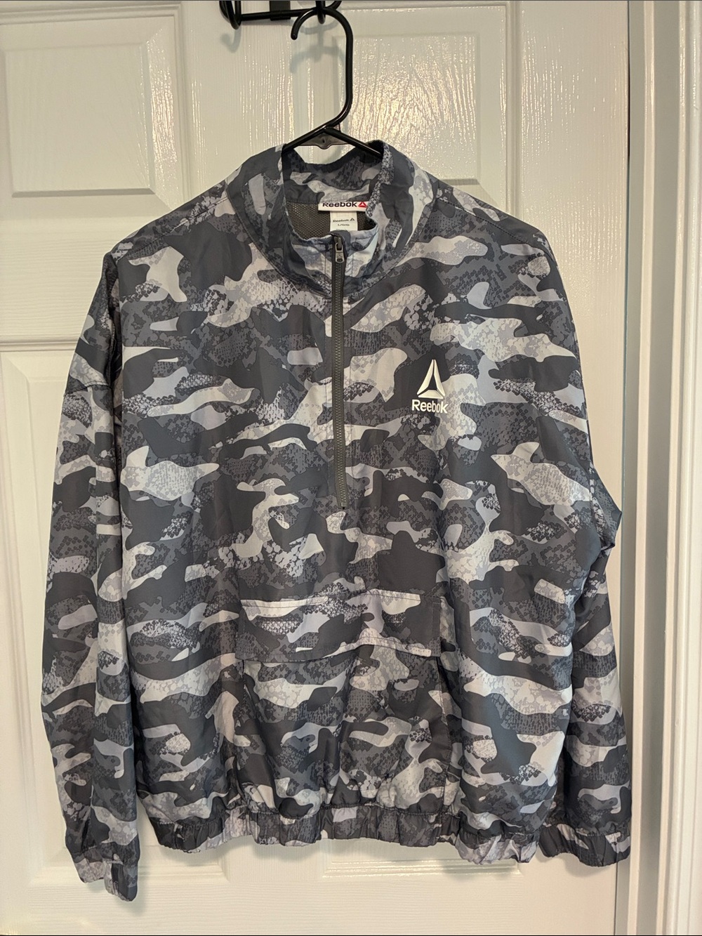 Reebok Men's Gray Camouflage Quarter-Zip Windbreaker